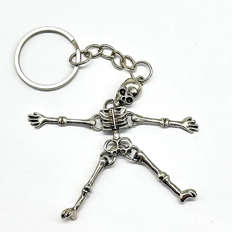 Jóias de halloween diy artesanato brinquedo pingente chaveiro ornamentos horror multi-articulado esqueleto chaveiro cabeça fantasma carro encantos