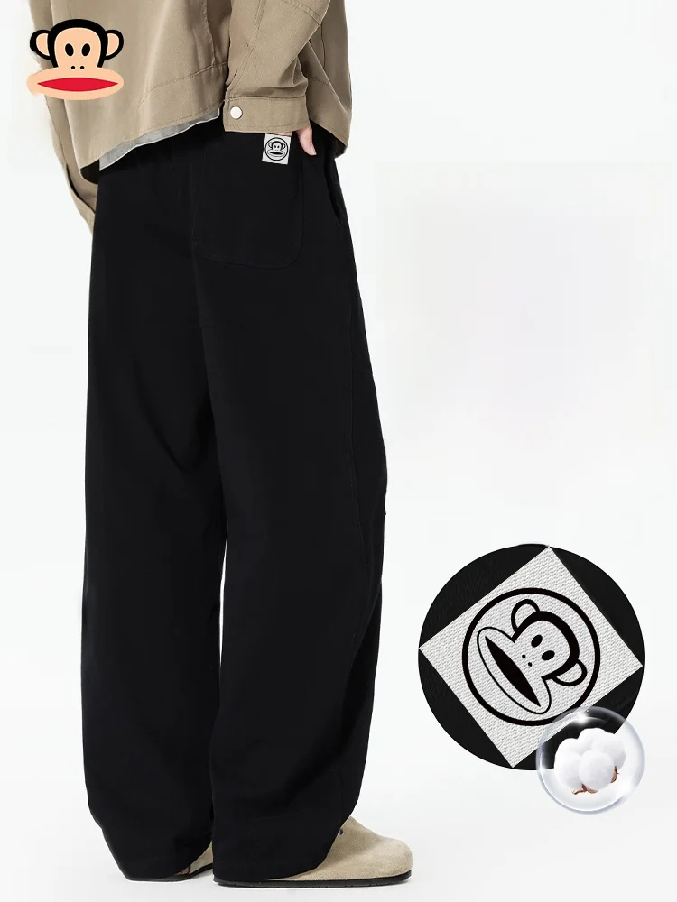 

Men's Straight Leg Pants Cotton Pure Cotton Trousers Cleanfit Wide Leg Pants Spring Heavyweight Large Mouth Monkey