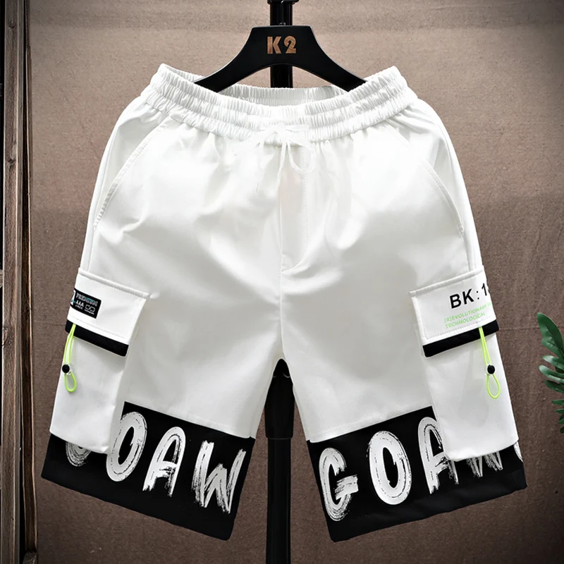 ملابس العمل غير الرسمية orts الرجال الصيف فضفاض مستقيم الساق خمسة أرباع طول العلامة التجارية العصرية في سن المراهقة بناطيل الشواطئ ألياف البوليستر