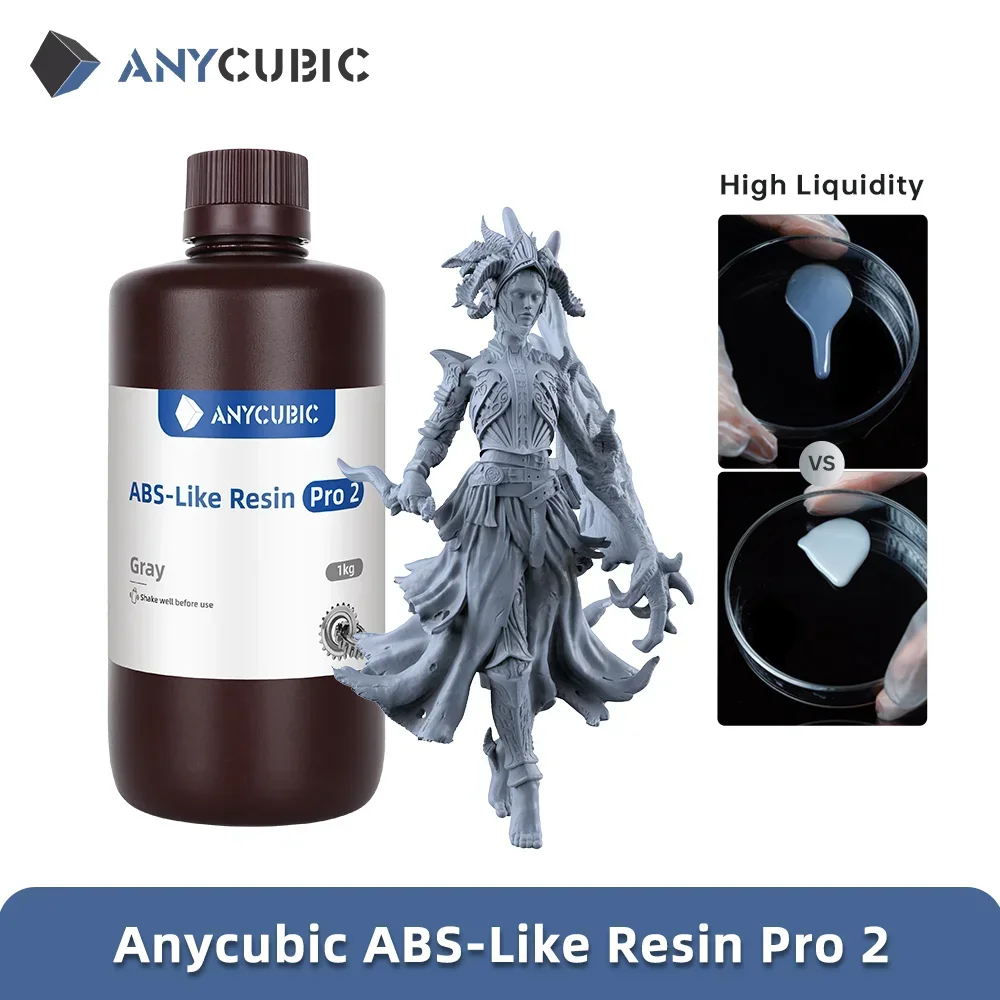 New 2 pieces/lot ANYCUBIC ABS Like+ UV Curing 405nm Standard Photopolymer Resin ABS 3D Resin High Precision for LCD