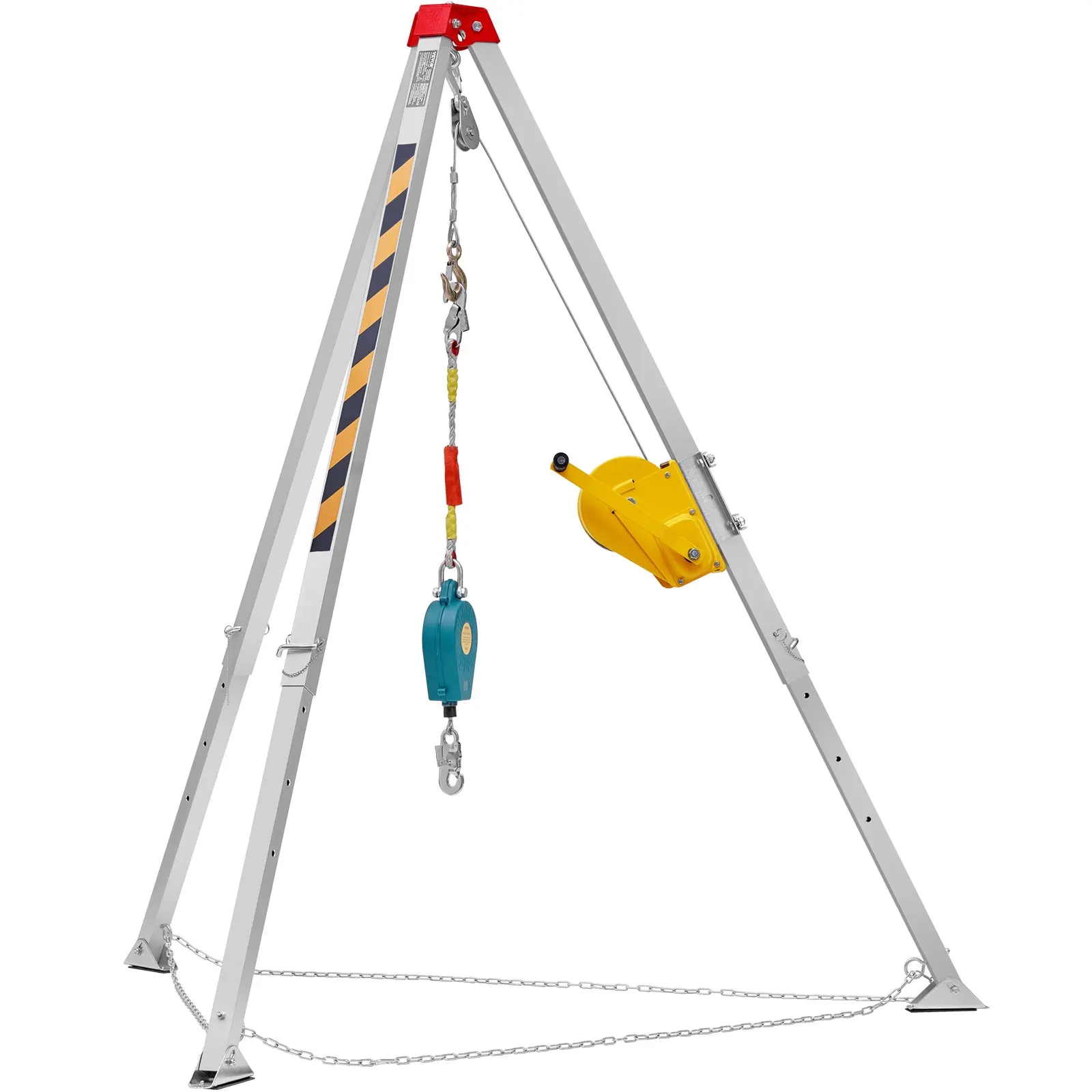 

2600 Lbs Winch Confined Space Tripod Kit, Confined Space Tripod 8' Legs And 98' Cable, Confined Space Rescue Tripod 33' Fall