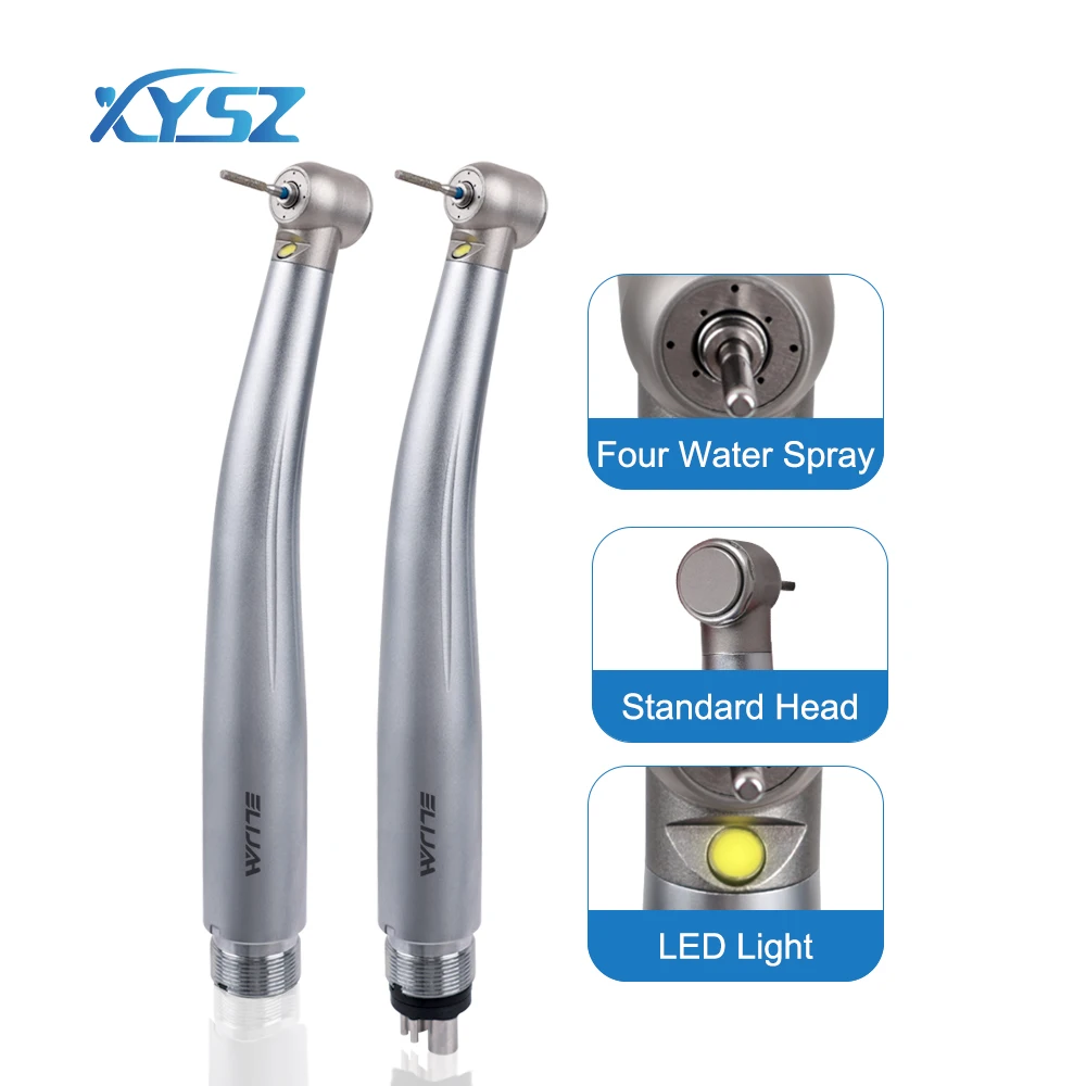 Upgraded LED Dental High Speed Handpiece Four Water Spray Integrate E-generator Standard Head Air Turbine Odontologia Tools