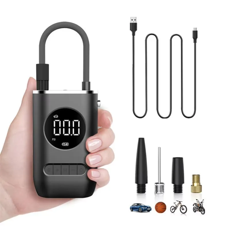 Wireless Rechargeable Tire Inflator 150PSI Portable Electric Air Compressor Pump For Car & Bike