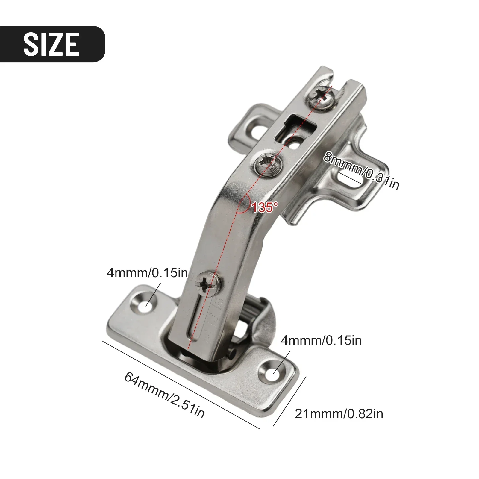 135° Hinges Stainless Steel Hydraulic Cabinet Door Hinge Damper Buffer Soft Closing For Kitchen Cupboard Furniture Doors Closets