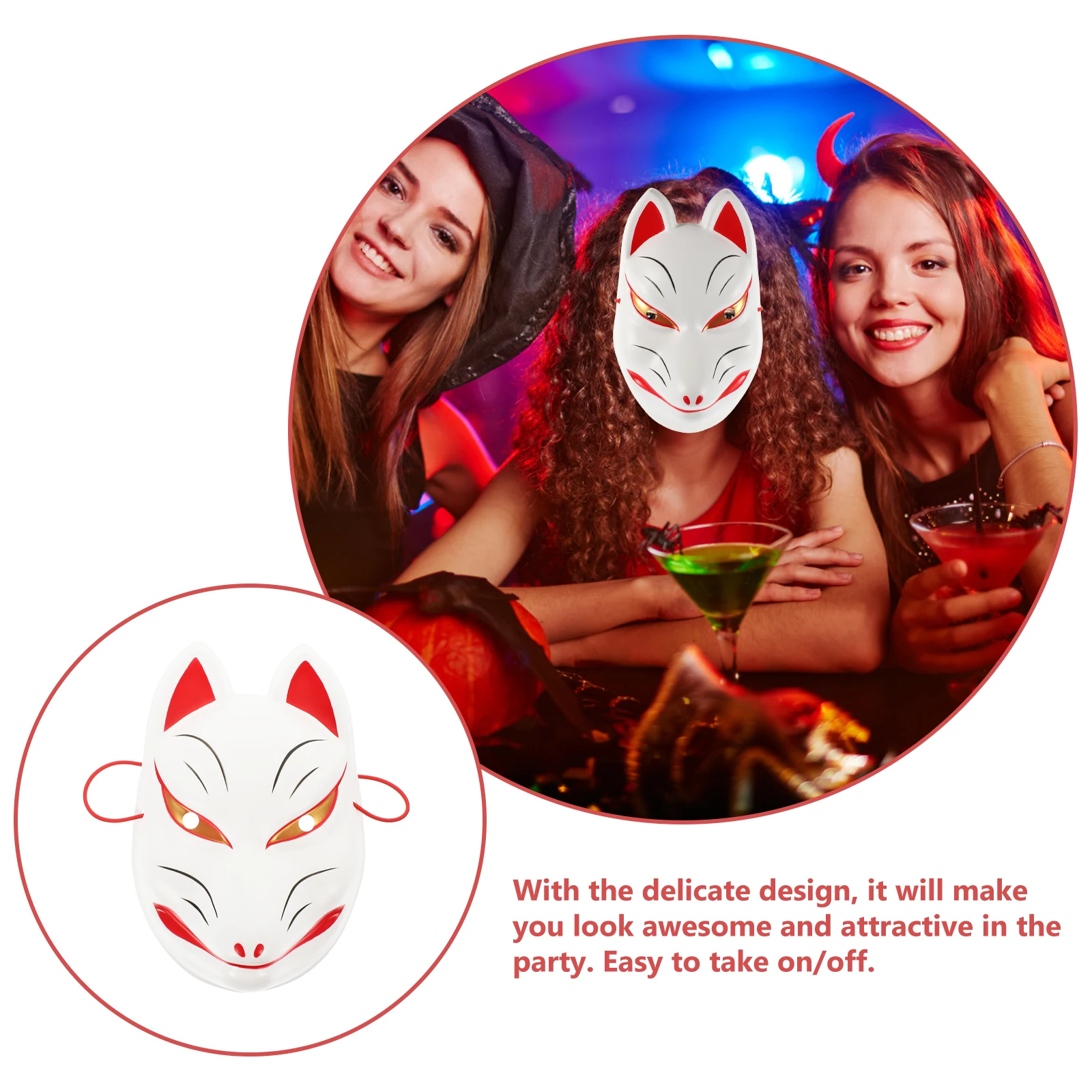 

Fox Face Lightweight Comfortable Animal Mask For Adults Carnival Party Masquerade Cosplay Costume Accessory Japanese Foxes