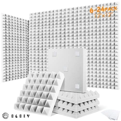 Music Studio Soundproofing 6/12/24 Pcs, Pyramid High Density Acoustic Foam Panel Sponge Pad, For Wall Room Sound Insulation