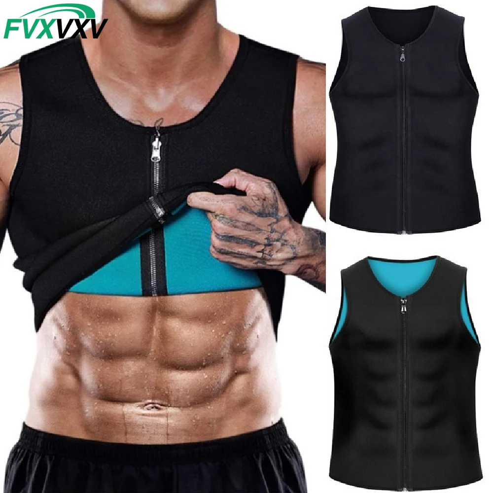 1PCS Zipper Sauna Body Shaper Vest for Men, Hot Neoprene Waist Trainer Corset, Sweat Slimming Tank Top for Workout & Daily Life