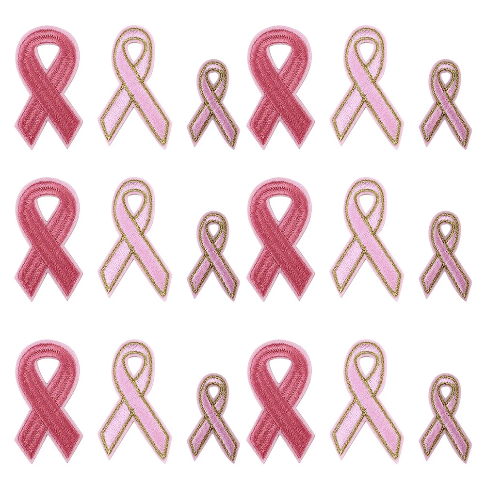 

18pcs Pink Ribbon Appliques Embroidery Patch Cloth Accessories Decorate Clothing Craft Repair Jean Shirt Blouse Bag Hat