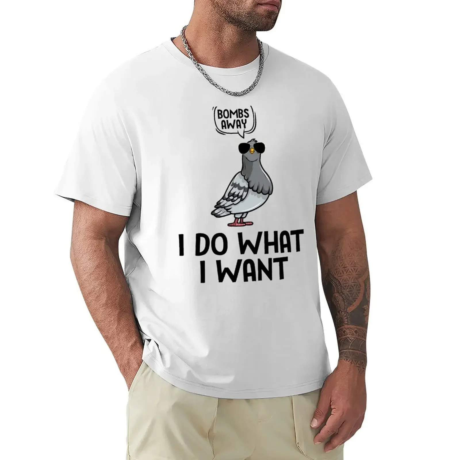 Blacks shirts graphic tee mens tall Pigeon Crewneck Memes I Do What I Want Cat Remix While Pigeons Do What They Do Best T-shirt