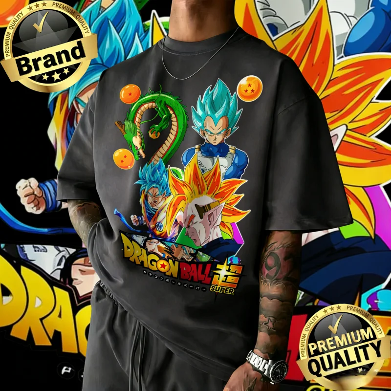 2026 Neues Sommer-T-Shirt zum 40. Jubiläum von Dragon Ball mit Son Goku, 100% Baumwolle, Anime-Print, Übergröße, Casual Streetwear, Unisex, Y2K