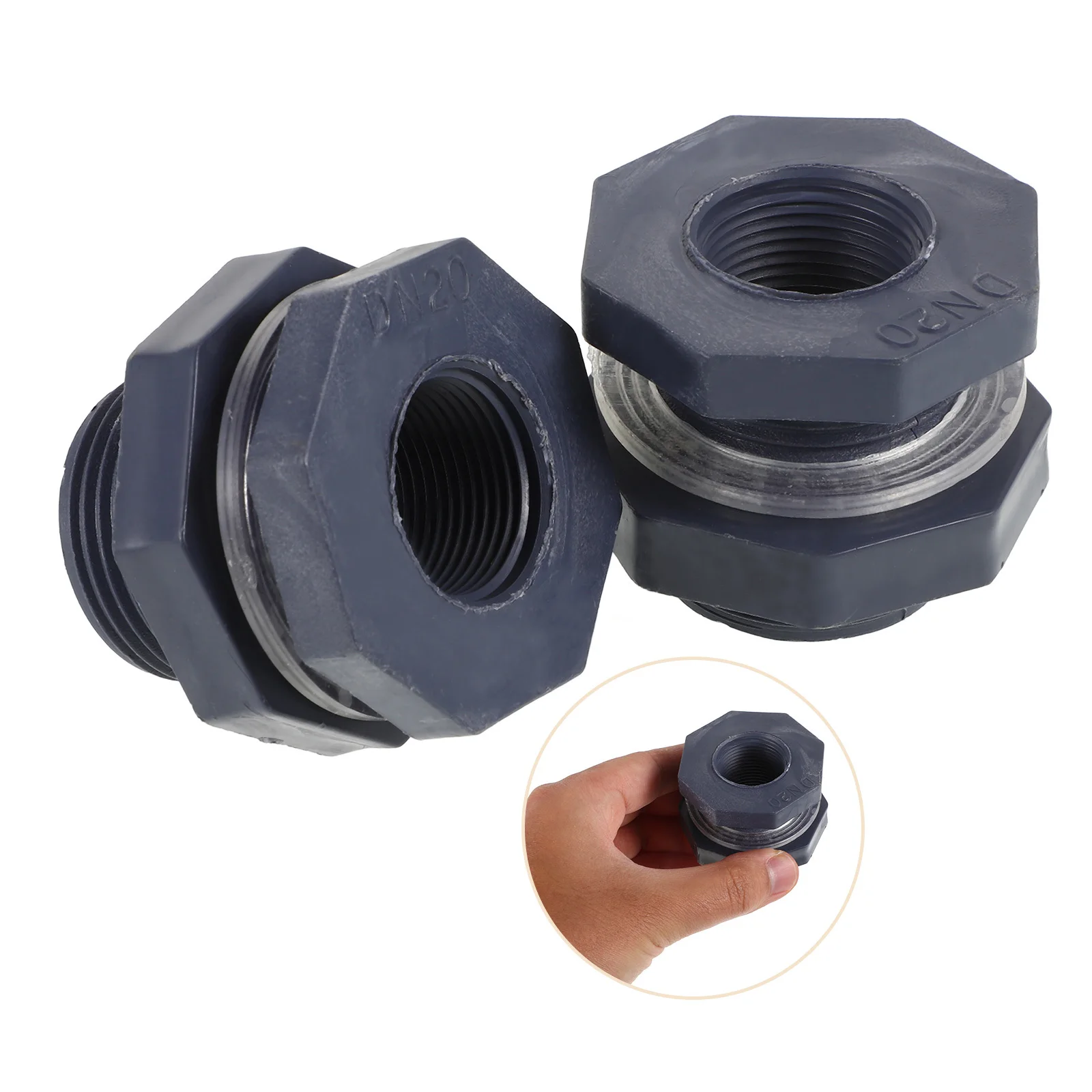 

2Pcs PVC Bulkhead Fitting Durable Leak Proof Connectors Rain Barrel Aquarium Water Tank Hose 3 4 Inch Rain Barrel Connector
