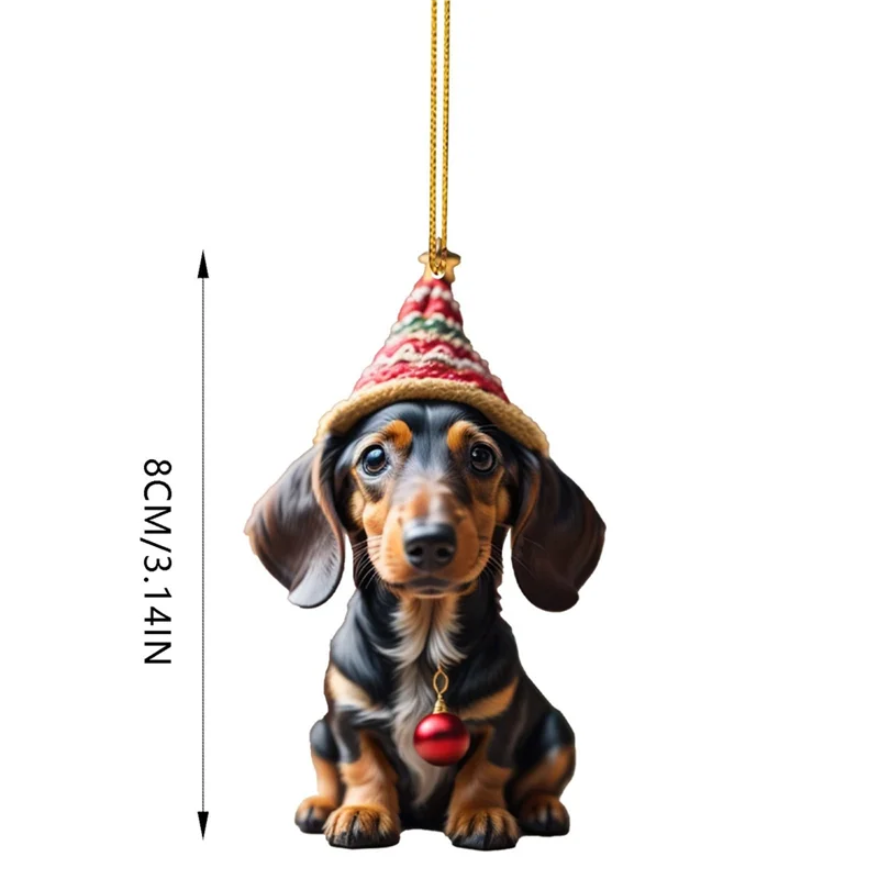 7PCS 3D Dog Pendant Decorative Hanging Ornaments for Tree Car Backpacks DIY Funny Dog Printing Acrylic Puppy Pendants