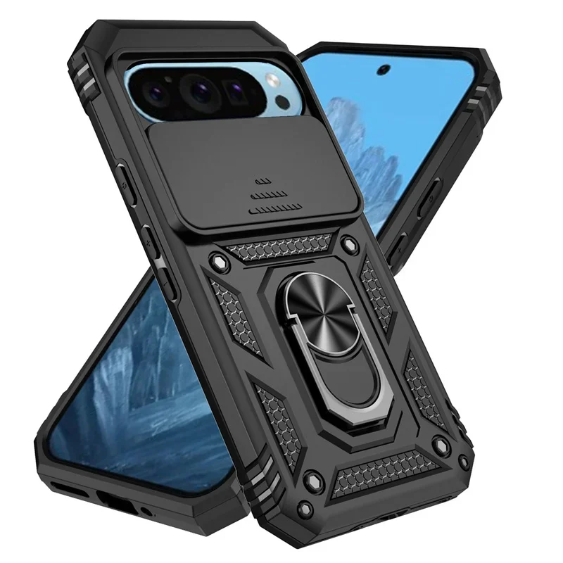 Heavy Duty Armor Slide Window Lens Protect Phone Case for Google Pixel 9 8 8A 7 6 A Pro XL Magnetic Holder Ring Otter Cover Box