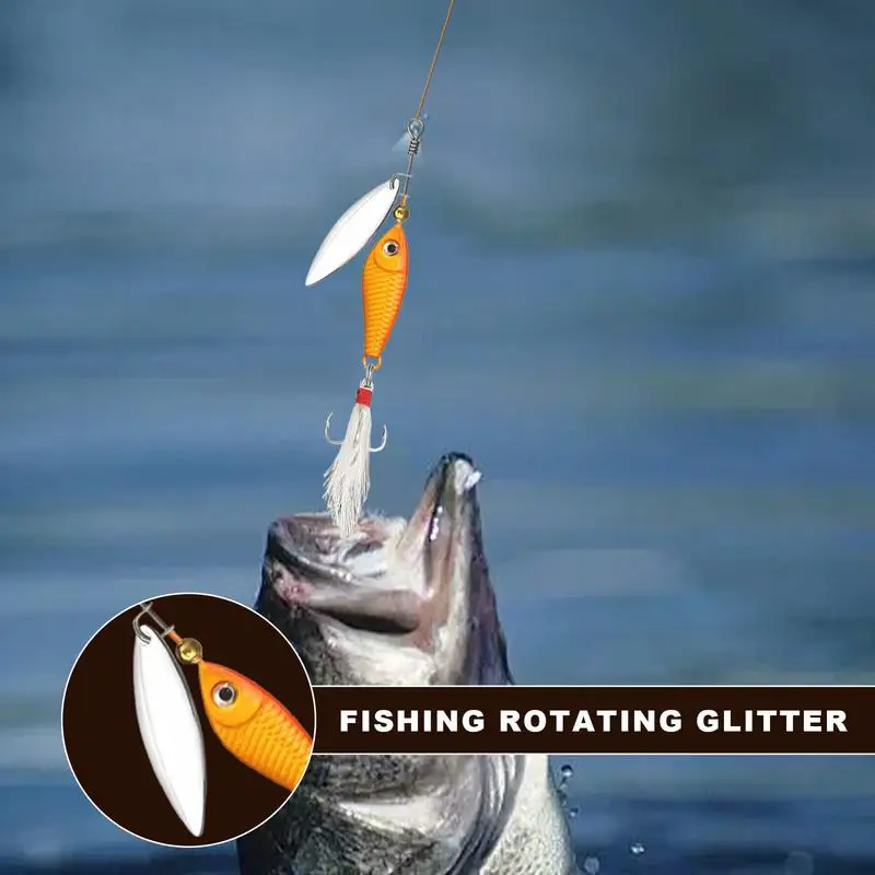 

Fishing Spinner Baits 5X Fishing Lure Bait With Feather Tail Metal Hooks Sequins Advanced Tackle Accessories For Men Targeting