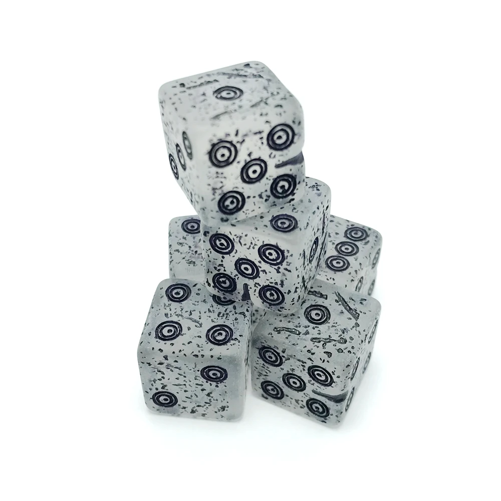 

Transparent background black done old circle dice dot dice 16mm 6pcs/set Dice Set Resin Dice dice Set Retro dice for board game