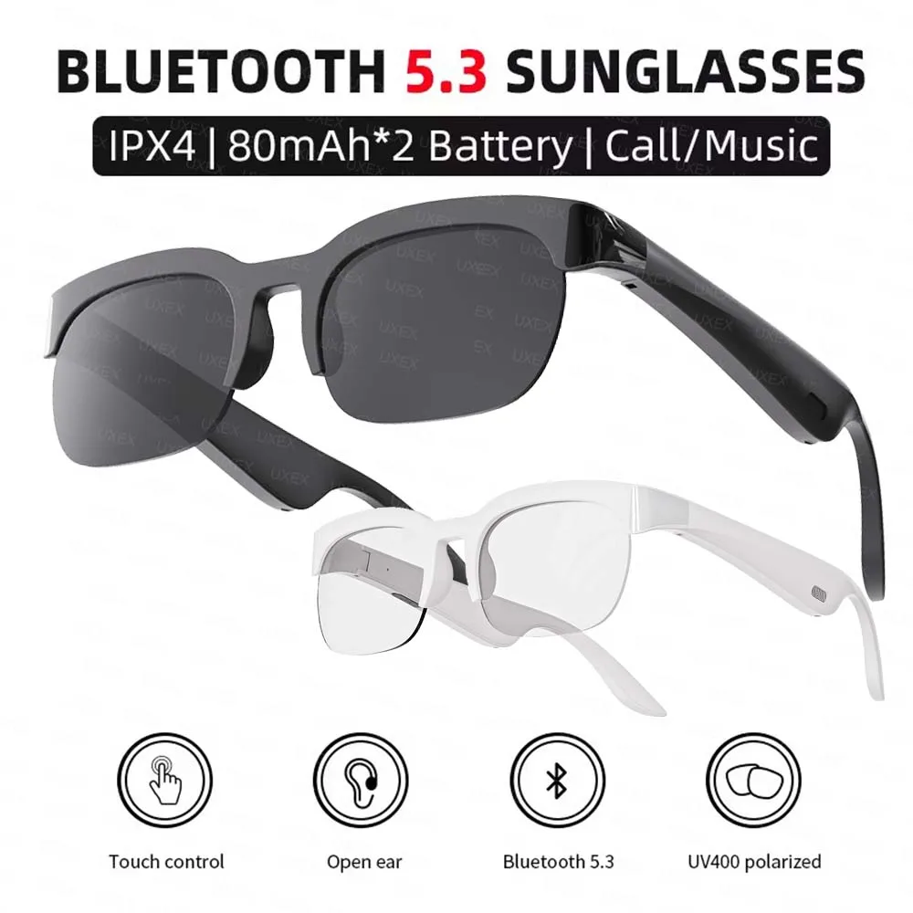 

Новинка 2023 года, модные умные очки, Bluetooth 5,3, наушники, беспроводная гарнитура, поляризационные наушники с открытым ухом, Toucn Contrl, музыкальные очки