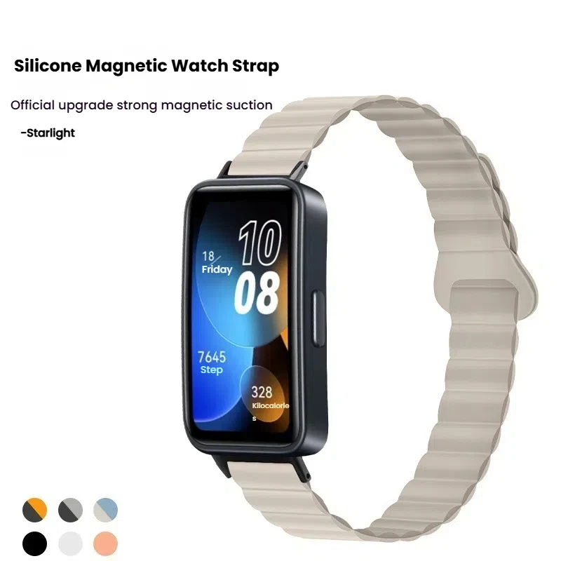 Correia de colisão de contraste de cor magnética para huawei banda 9 8 fivela dupla confortável pulseira de substituição correa relógio esportivo