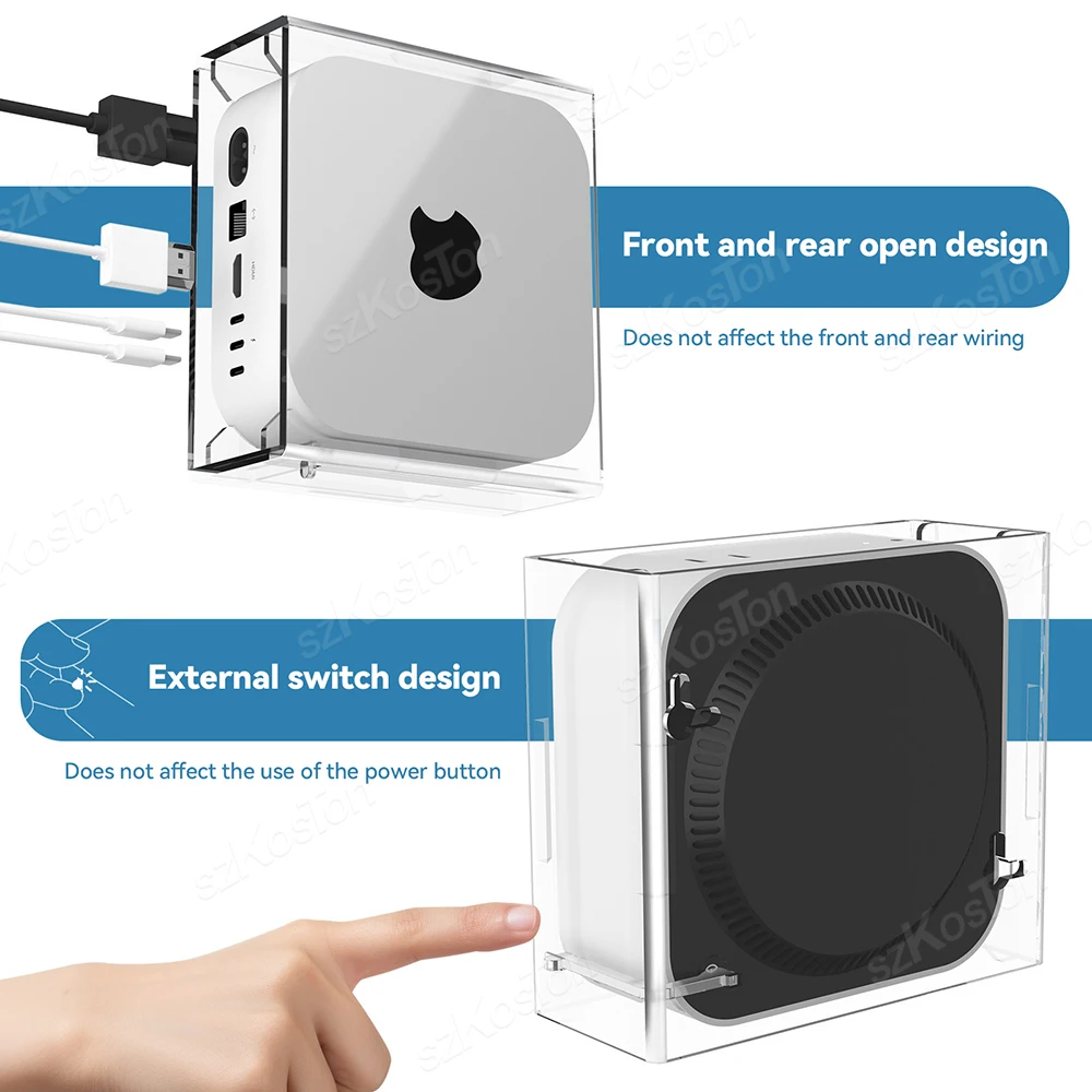 حامل أكريليك لجهاز Apple Mac Mini M4 2024 غطاء حماية شفاف حامل على الحائط وتحت المكتب لجهاز Mac Mini M4 Pro PC