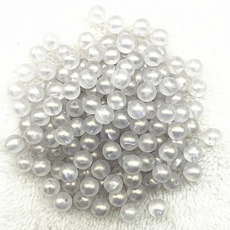 New 50pcs 8mm Matte Golden Powder Series Round Acrylic Loose Spacer Beads for Jewelry Makeing Diy Bracelets Accessories