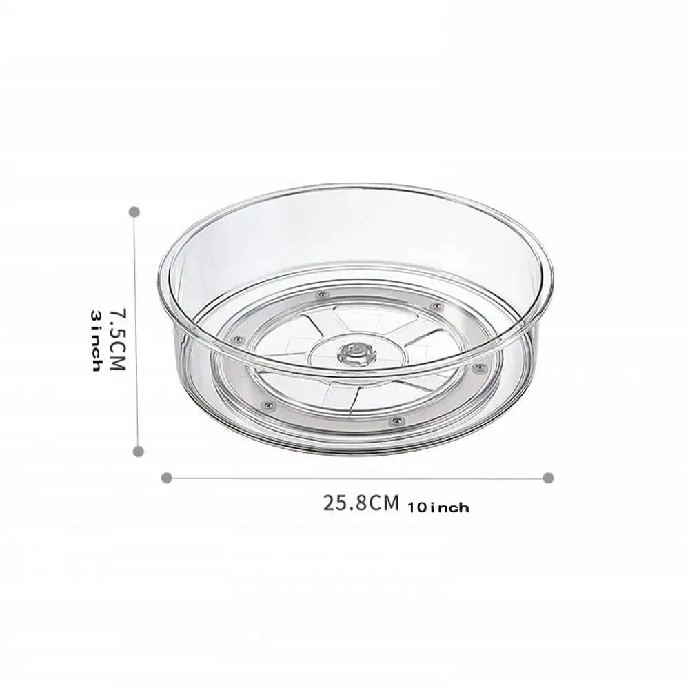 Clear Turntable Organizer  Plastic Rotating Tray Home Spice Rack Cabinet  for Pantry Countertop Kitchen Fridge Bathroom