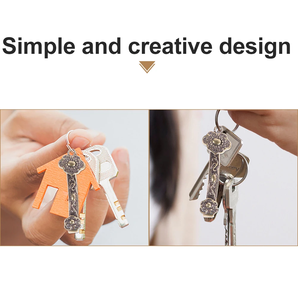 

4pcs Chinese Ruyi Keychain Pendant Diy Crafts Jewelry Vintage Key Ring Charms Creative Copper Pendant Necklace Bracelet Diy