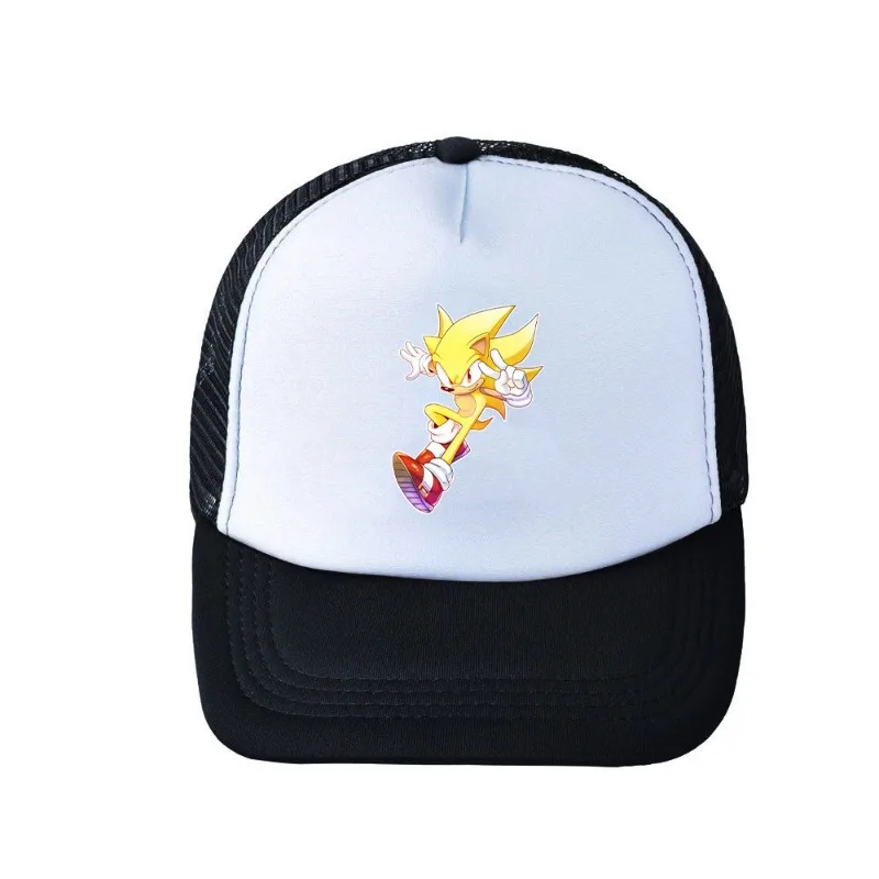 หมวกแก๊ปเบสบอลสีพื้นแบบเรียบง่ายสำหรับฤดูร้อน, หมวกกันแดด Topi jala พวงกุญแจโลหะลายการ์ตูนน่ารักแบบโซนิค