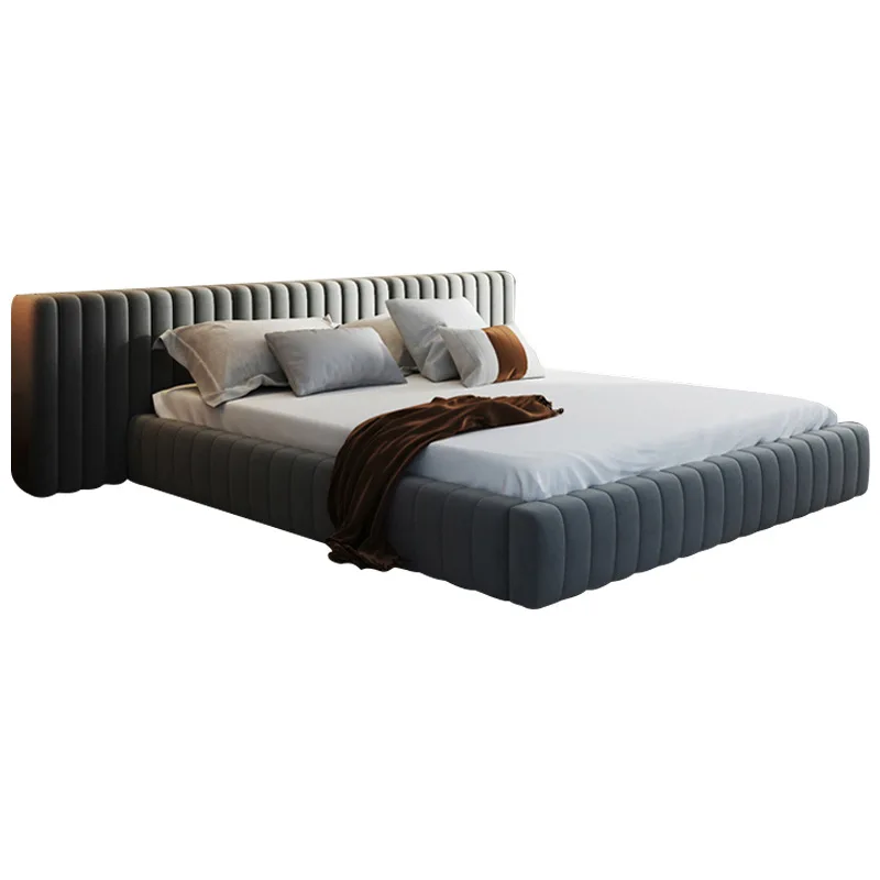 

Wabi Sandy Wind Technology Tatami Fabric Bed Modern Simple Internet celebrity Villa Master Bedroom Queen Bed 2m x 2m 2 beds