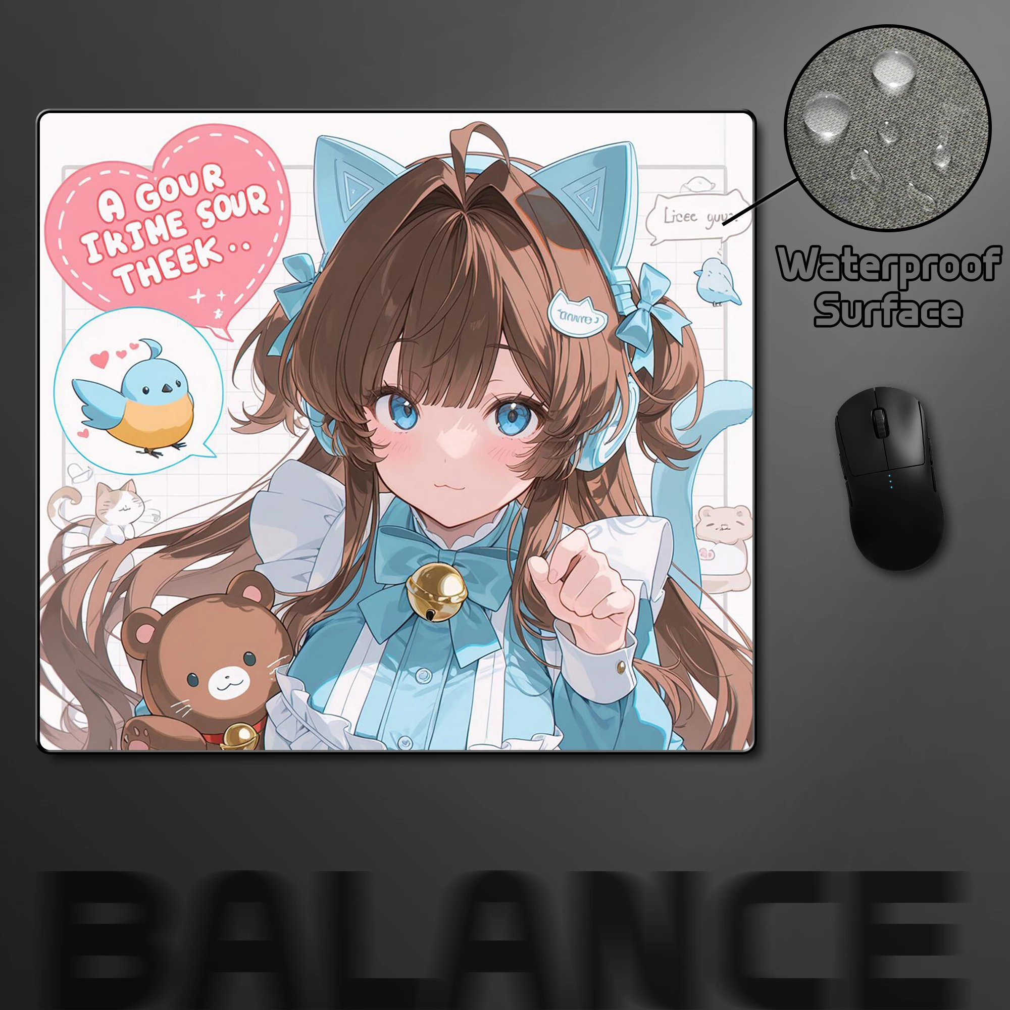 

Cute Anime Girls Rubber Mouse Pad Kawaii Mousepad 45*40cm Office Non-Slip Computer Mouse Mat Waterproof Surface Keyboard Pad