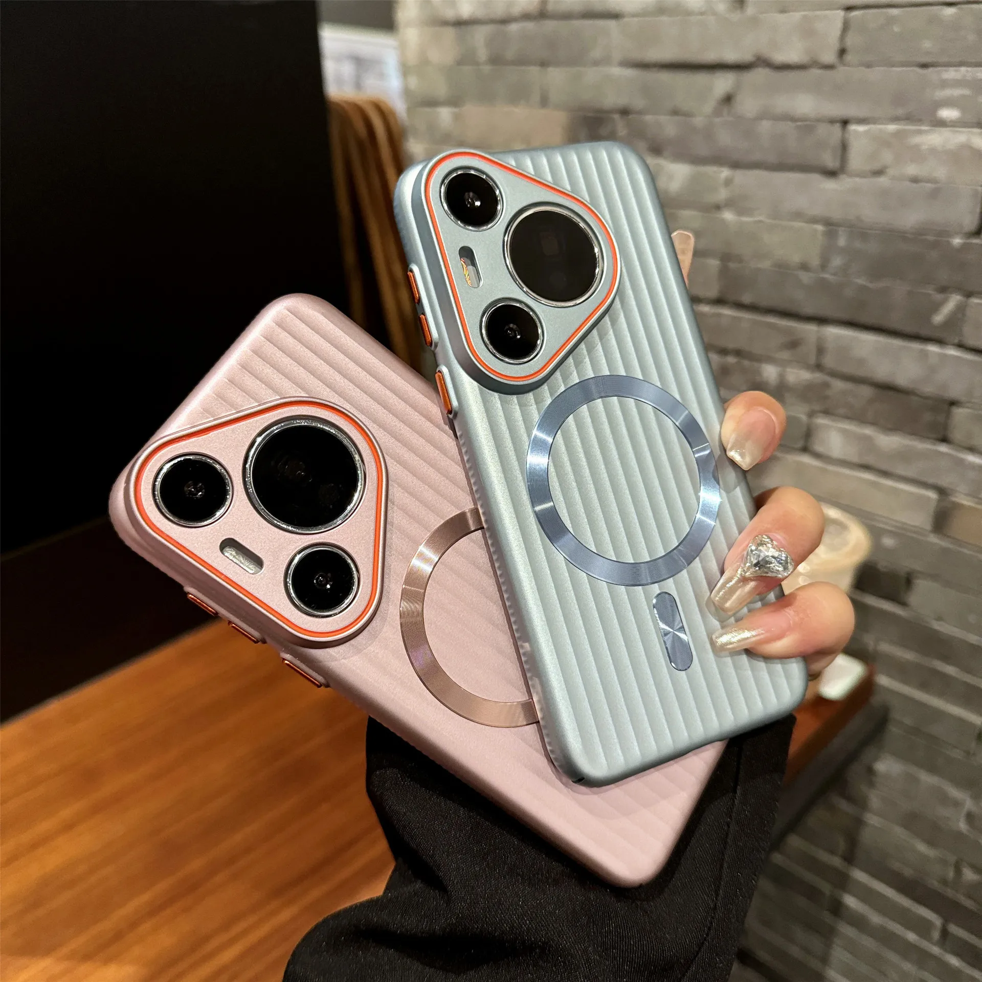 Luxury Matte Striped Phone Case for Huawei Pura 70 Ultra Mate 60 Pro Plus For Magsafe Magnetic Shockproof Slim Hard Cover‌