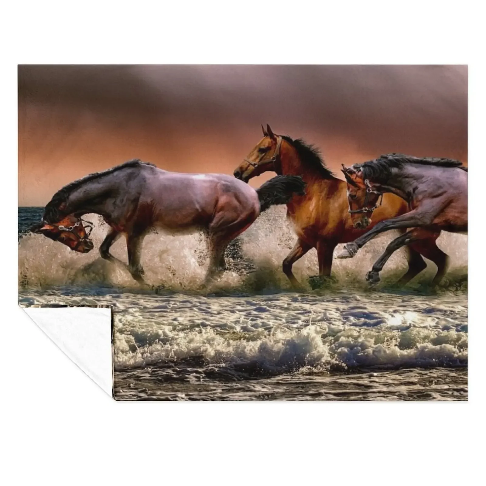 

Running Horses Throw Blanket Comforter Travel for sofa Quilt Blankets