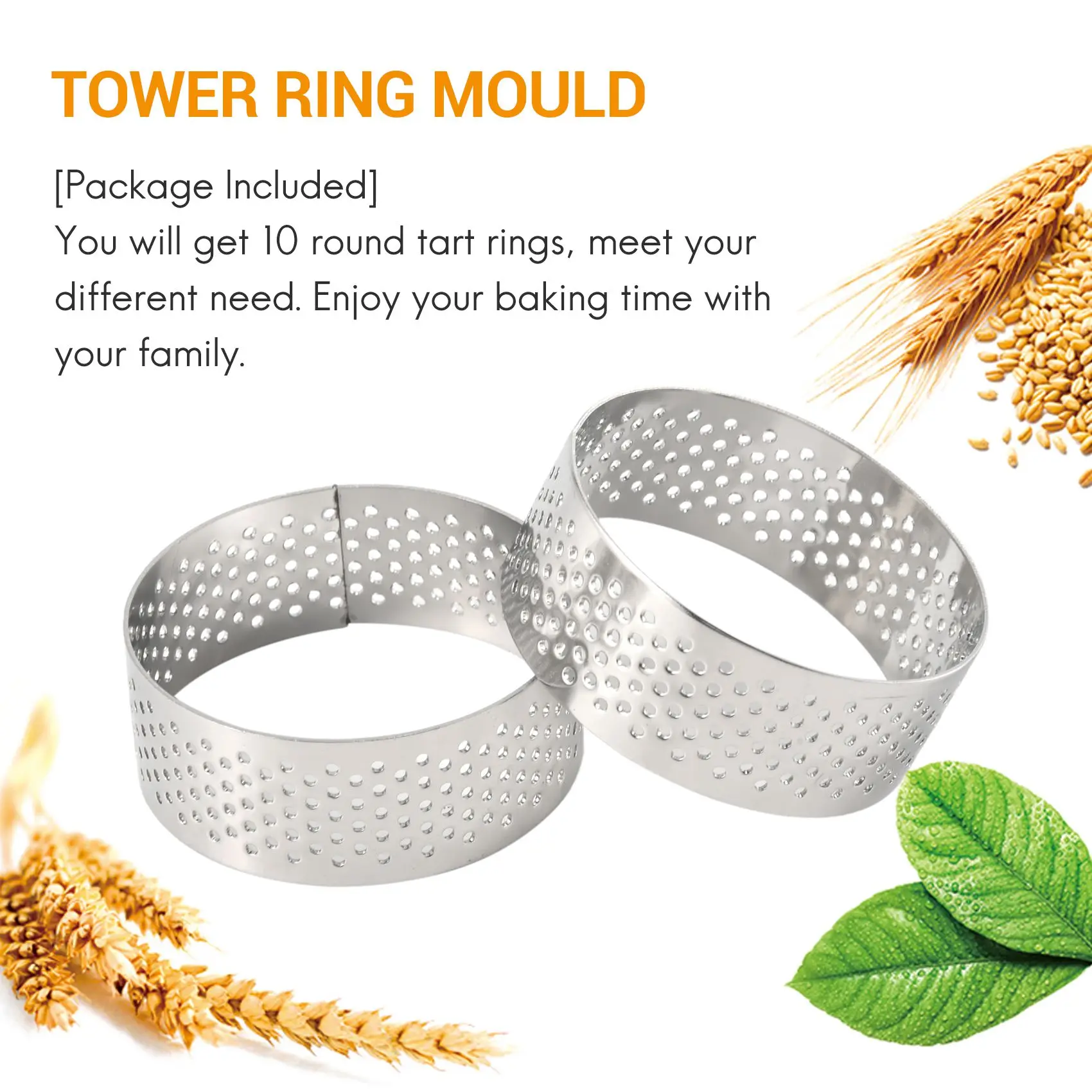 Anillo de acero inoxidable para tartas y Mousse, anillo perforado resistente al calor, anillo redondo para hornear, herramientas para rosquillas, 5Cm, 10 paquetes