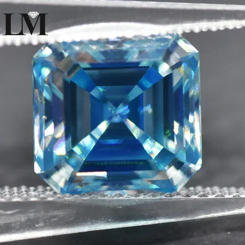 Piedra moissanita Aguamarina Asscher corte para probador de diamantes de paso dijes de piedras preciosas método Czochralski piedra preciosa con certificado