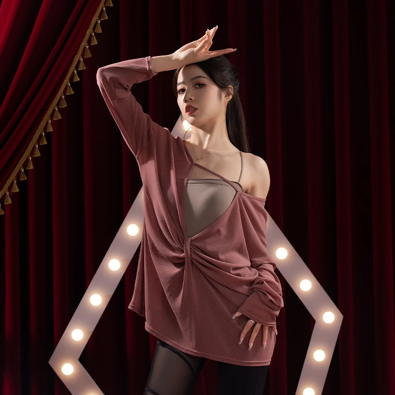 

2024 New Loose Top Latin Dance Costume Mesh Smock Dance Camisole Top Practice Outfit Chacha Tango Samba Dance Clothes DQL10045