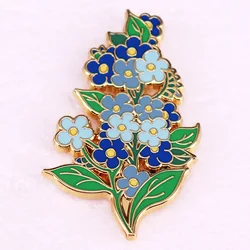 Blue Forget Me Not Flowers Hard Enamel Pin Badge  Brooches Gift