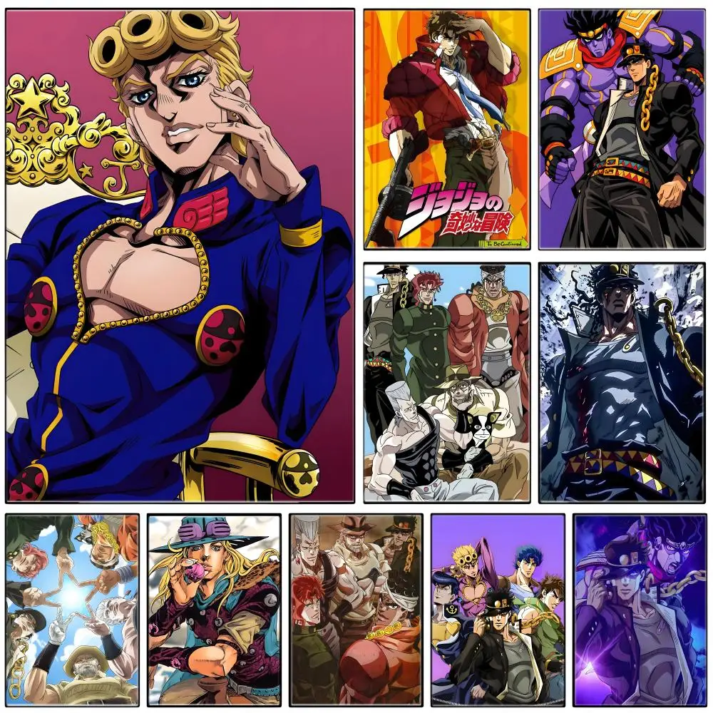 Retro Manga J-JoJos Bizarre Adventure Poster  Self-adhesive Art Waterproof Paper Sticker Coffee House Bar Room Wall Decor
