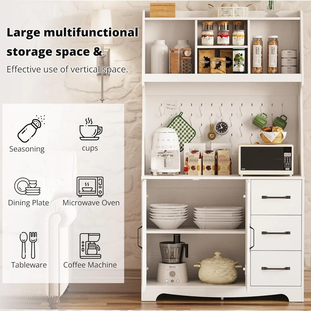 خزانة مطبخ على طراز المزرعة مع مساحة تخزين، ولوح بيجبورد، ومخرج طاقة، و3 أدراج لديكور مطبخ المزرعة الحديثة #3