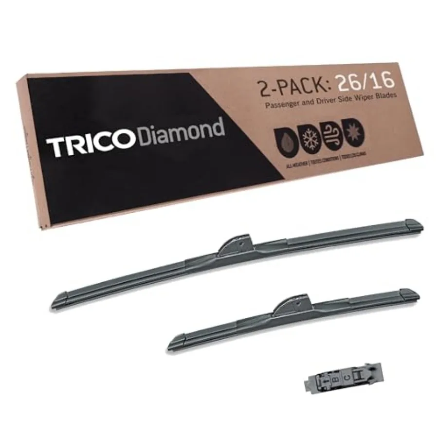 

Diamond 26" + 16" Super Premium Automotive Replacement Windshield Wiper Blades Set of 2,Passenger and Driver Side All-Weather B