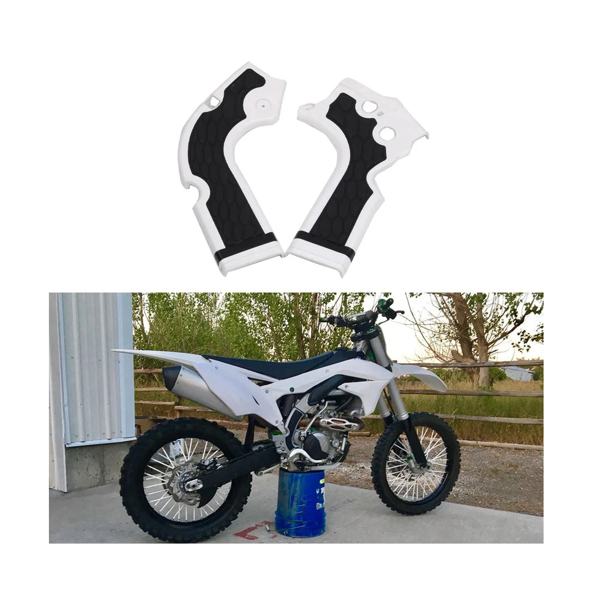 ホンダモーターサイクル用フレームガードカバー,保護カバー,ホワイト,crf250r,crf450r,crf 250r,450r,201-2016