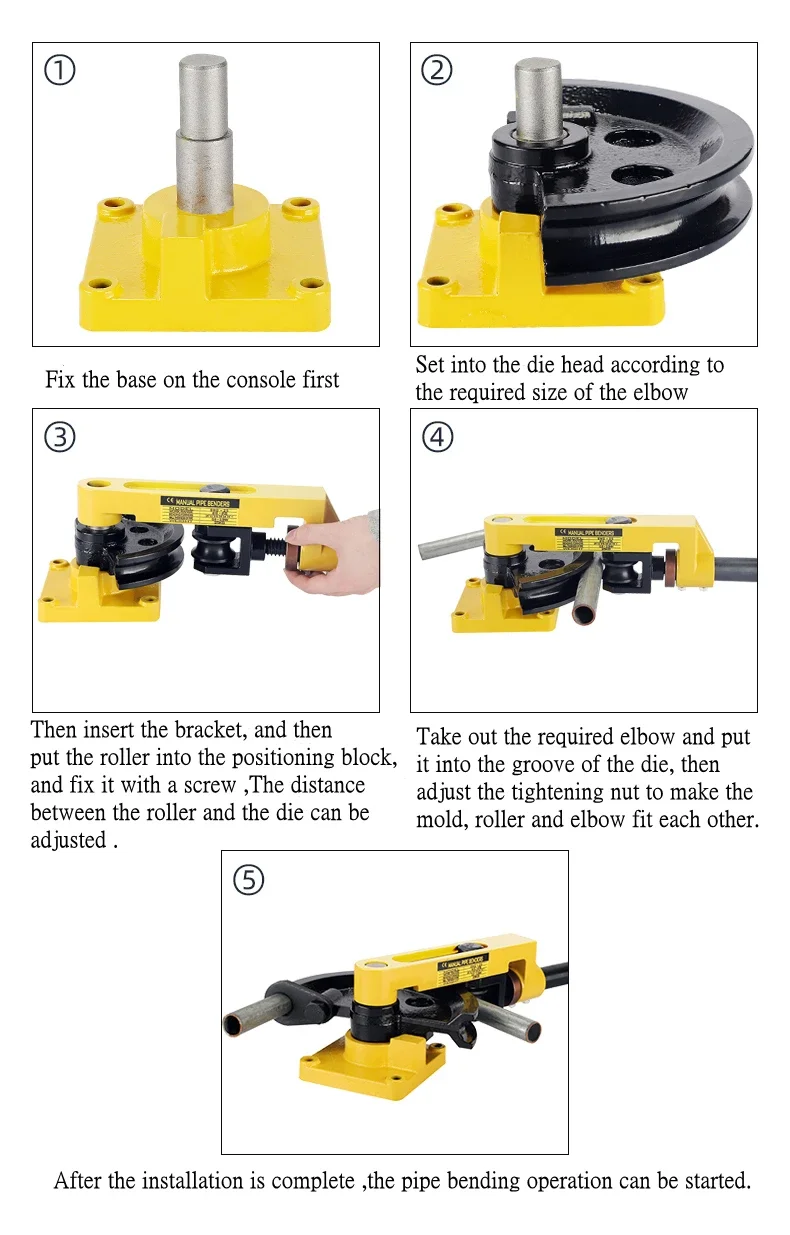 Piegatura manuale per tubi per macchinari industriali con motore affidabile Attrezzatura essenziale per macchine utensili Lavorazione dei metalli 54 x 23 x 16 cm 27 kg