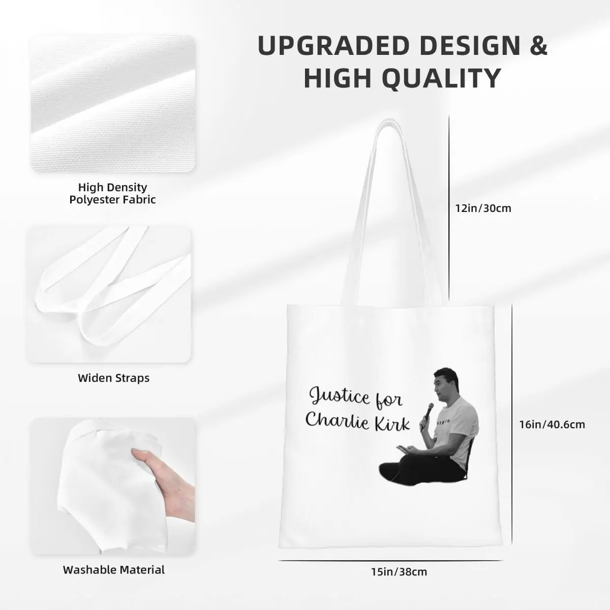 حقائب حمل للجنسين من أجل تشارلي كيرك، حقيبة بقالة ذات سعة كبيرة لحقائب اليد للأطفال