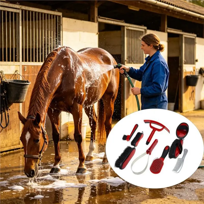 【SPECIAL】9-Piece Horse Grooming Kit With Tote Bag For Effective Horse Care And Massage For Horse Riders Beginner view 6