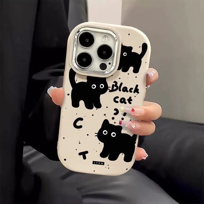 Cute Black Cat Soft Phone Case For Samsung S24 S23 S22 Plus Ultra S23FE S20 S21FE A53 A32 A51 A71 A31 A02 A24 Note 20Ultra Cover