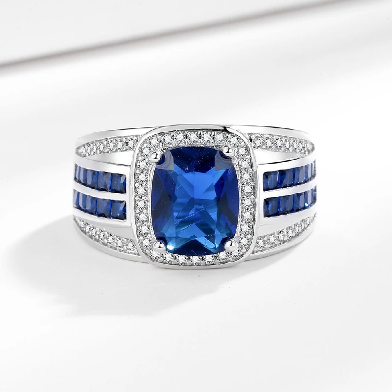HuiSept Trendy Men Ring 925 Silver Jewelry with Sapphire Zircon Accessories for Wedding Engagement Party Promise Gift Wholesale image 2