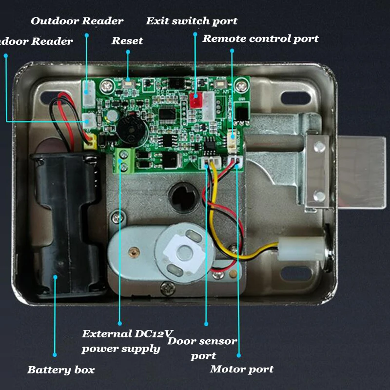 AA Battery Powered Electronic Door Lock Gate Opener Optional Wireless Remote Control Lock 125Khz ID Lock Invisible Room Lock