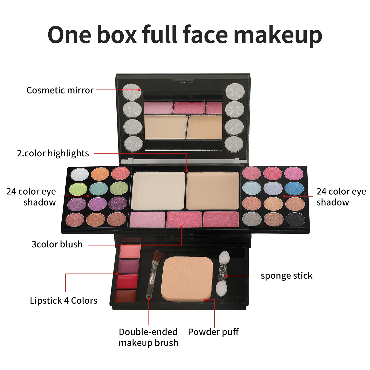 Makeup Kit Full Set Box for Girls Multi-functional All in One 33 Color Face Powder Eye Shadow Brushe Highlighter Bronzer Palette