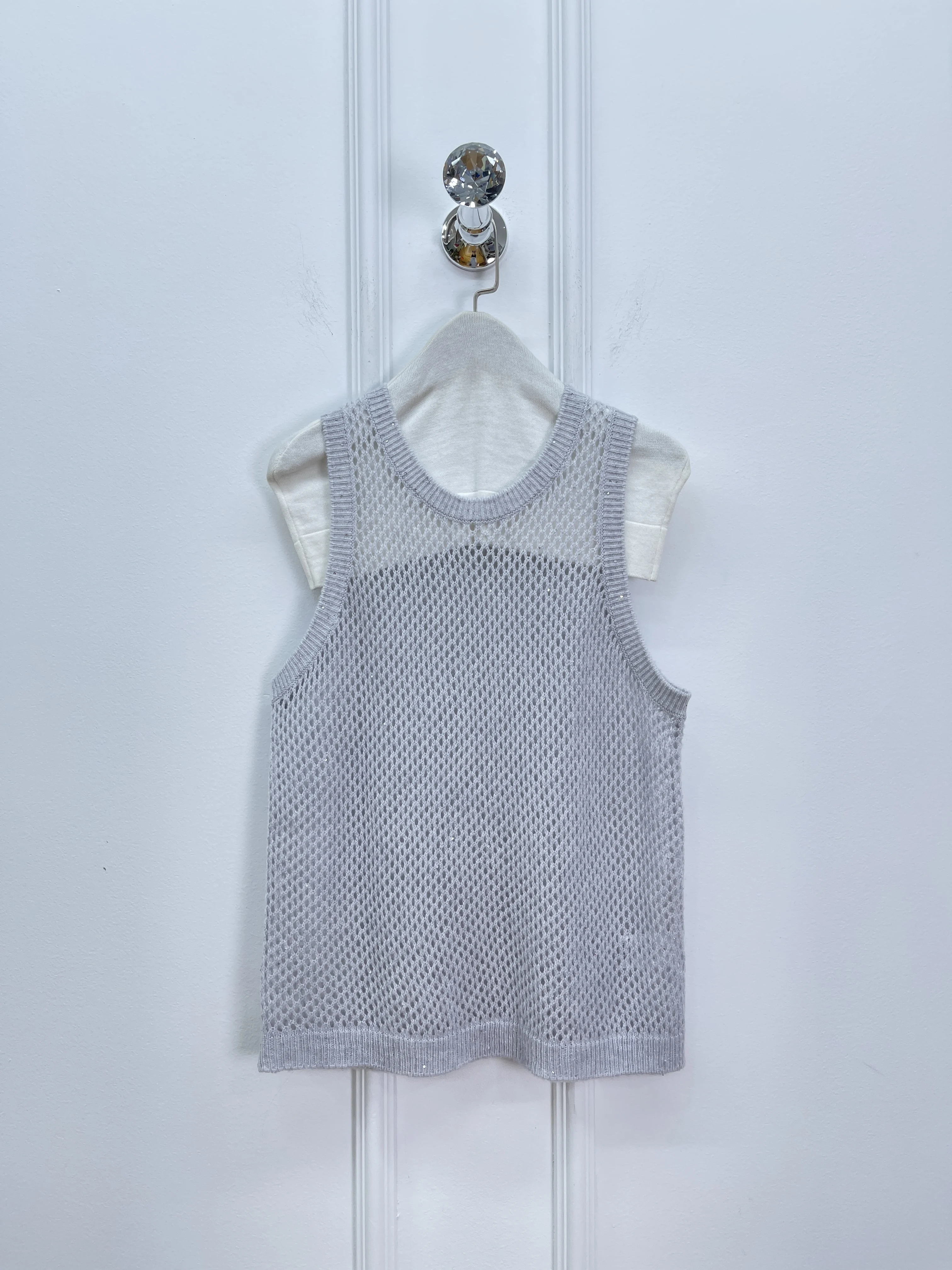 Spring And Summer New High Quality Fashion Casual Sequin Yarn Hollow Knitted Vest