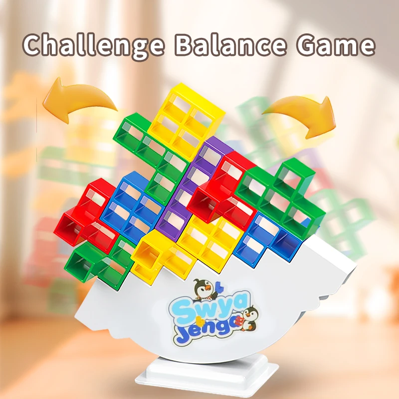 Mini 16 Pcs Tower Balance Stacking Blocks Game, Board Games for 2 Players,  Kids & Adults Team Stacking Building Blocks Toy ﻿