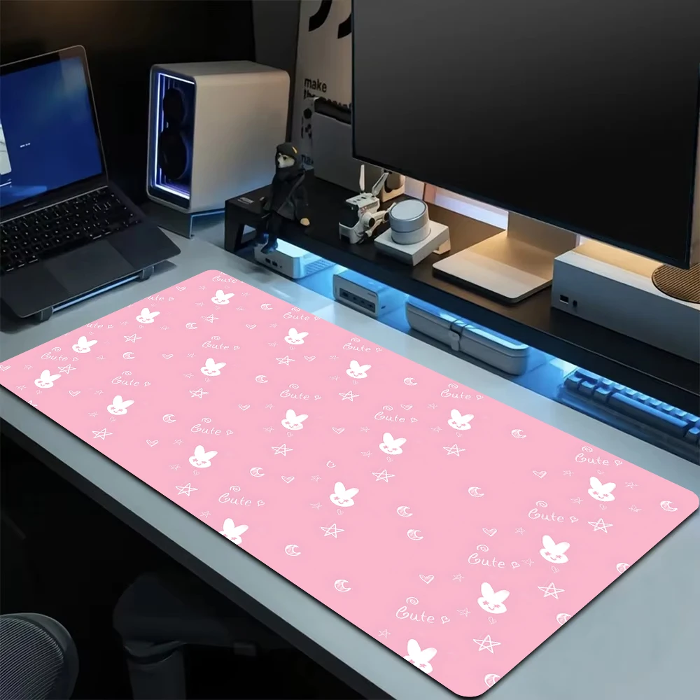 

XXL Pink cute series mouse pad Extra-large rubber non-slip office mat desktop aesthetic decoration mats edge craft game pads DIY