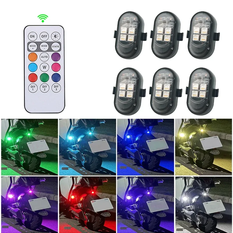 Wireless Remote Control LED Strobe Light for Car Auto Motorcycle Bike Drone Scooter Anti-collision Warning Lamp Flash Indicator