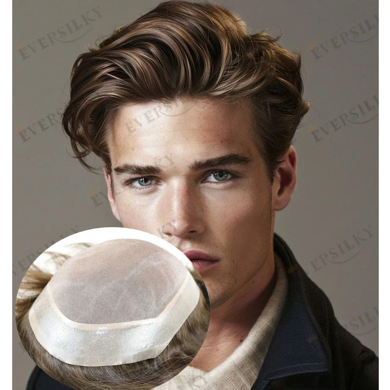 

Долговечный ультратонкий моно-парик из человеческих волос NPU Base для мужчин, европейский стиль, 6 дюймов, незаметный, 120% плотность, полиуретановая основа, накладка на макушку